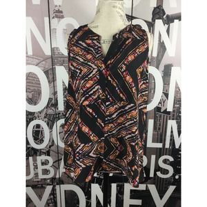 Love Notes Black Orange Sleeveless Top Size Medium